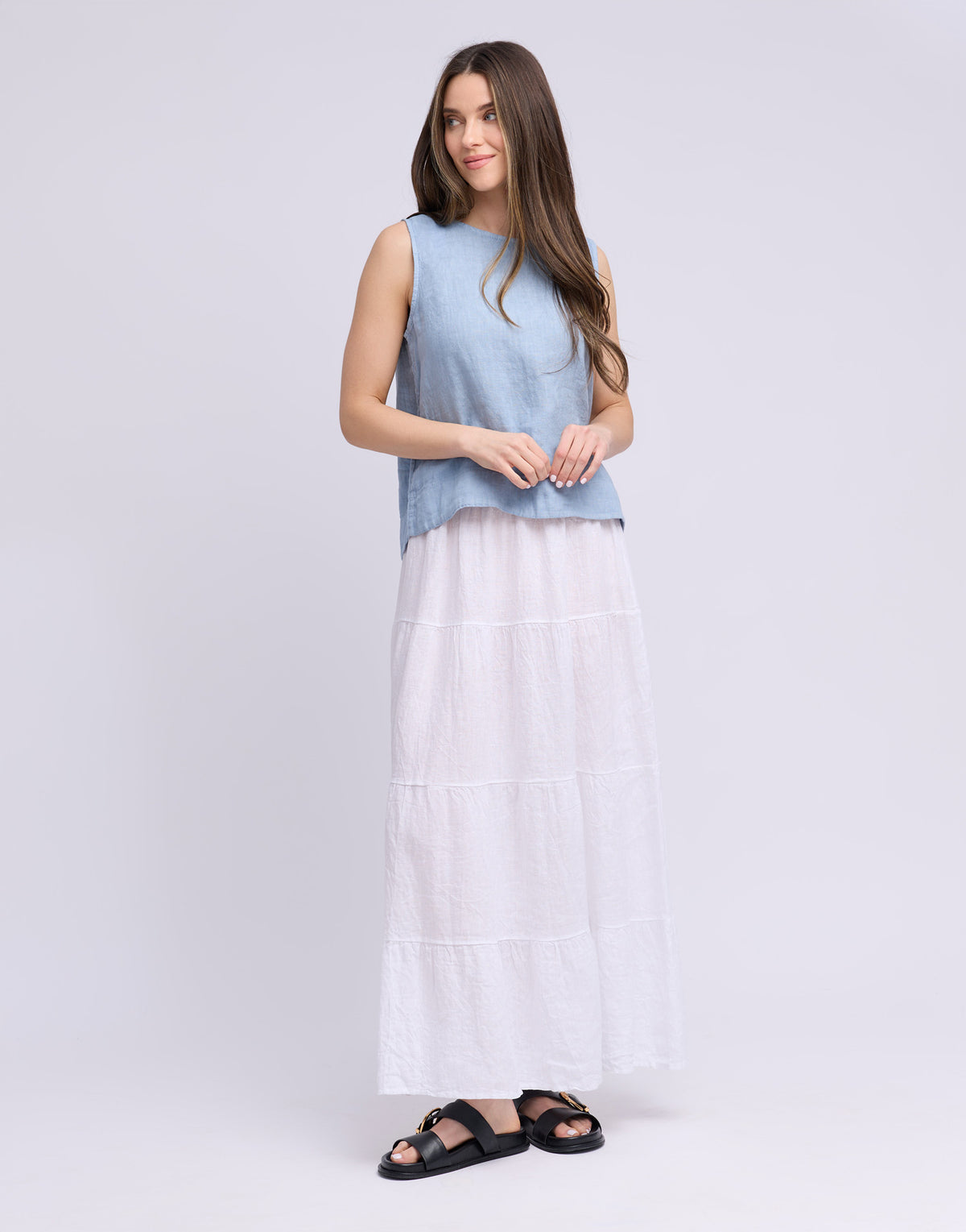 LONG LINEN SKIRT / LUCIA Blanco