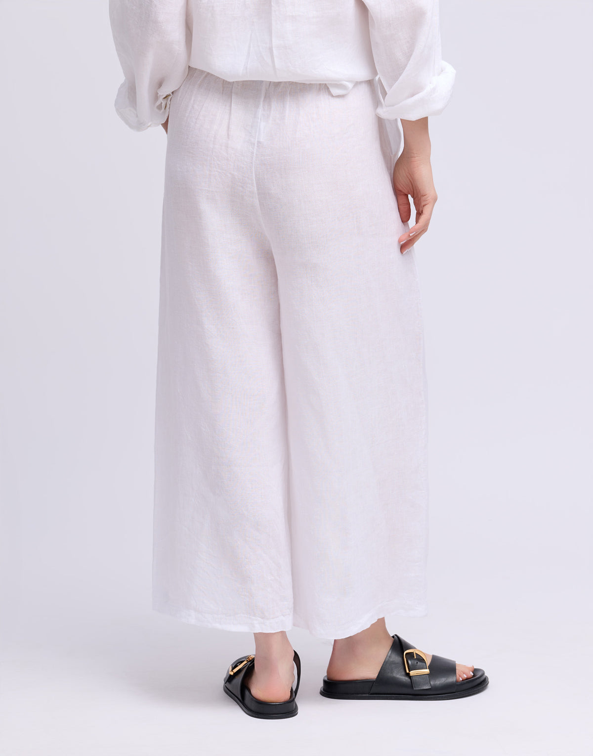 CROPPED WIDE LEG LINEN TROUSERS / SOFIA