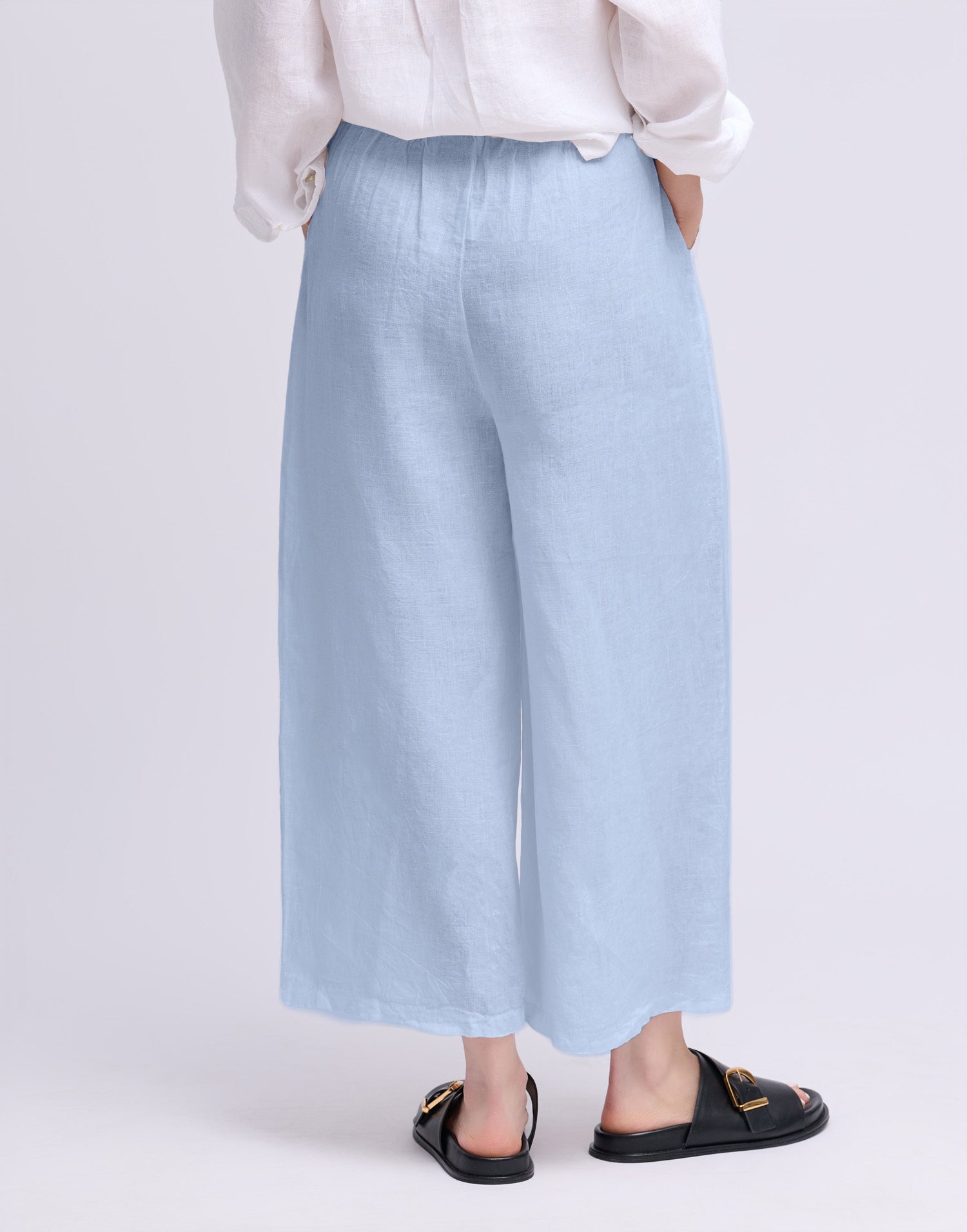 CROPPED WIDE LEG LINEN TROUSERS / SOFIA