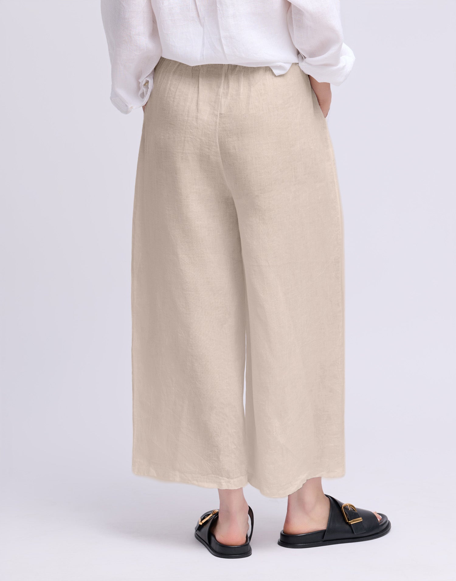 CROPPED WIDE LEG LINEN TROUSERS / SOFIA