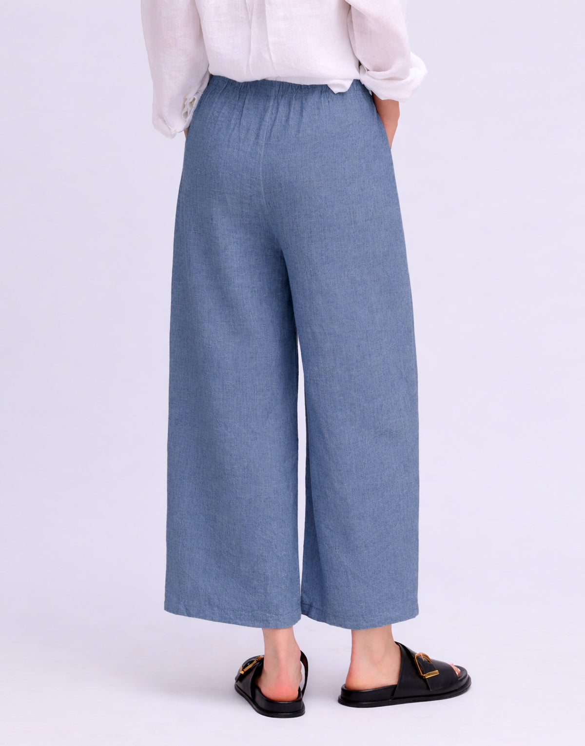 CROPPED WIDE LEG LINEN TROUSERS / SOFIA