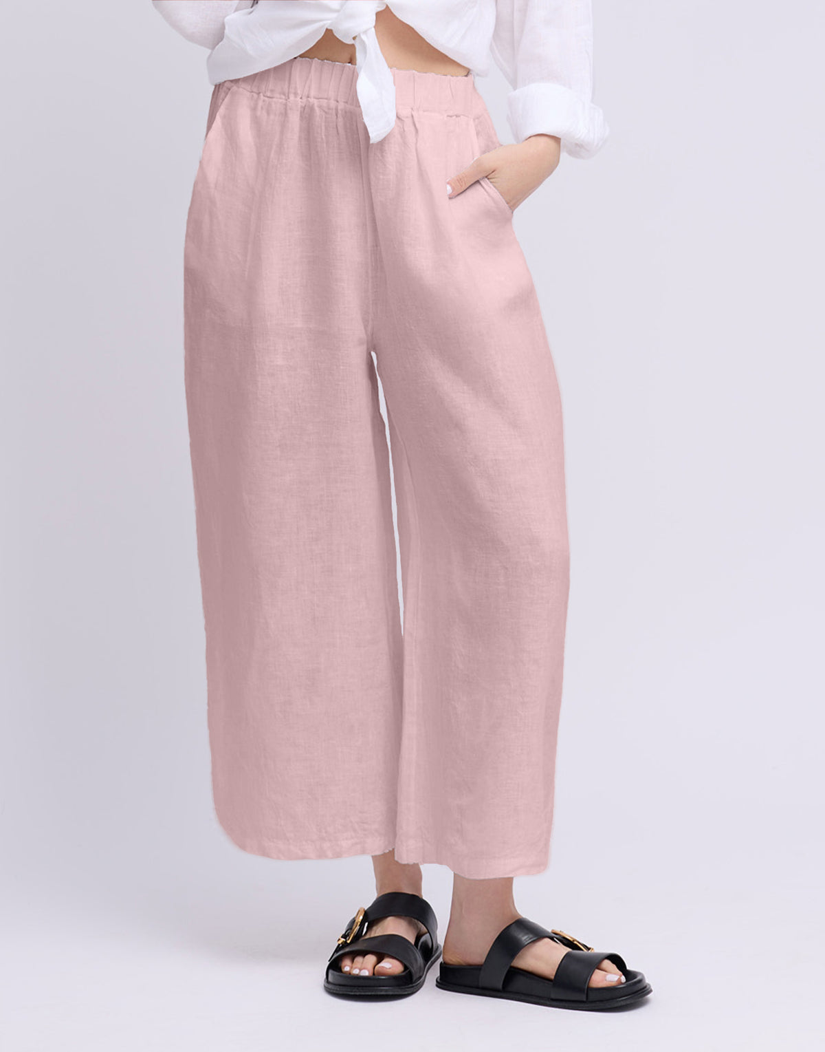 CROPPED WIDE LEG LINEN TROUSERS / SOFIA