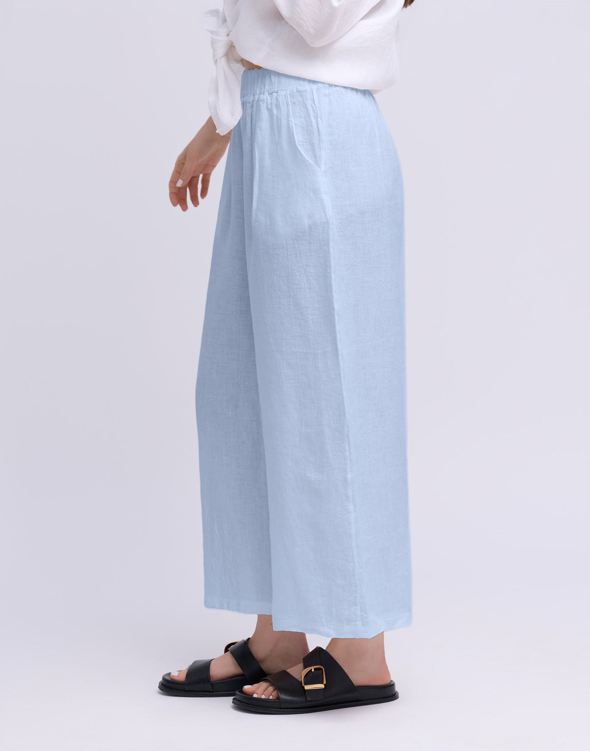 CROPPED WIDE LEG LINEN TROUSERS / SOFIA