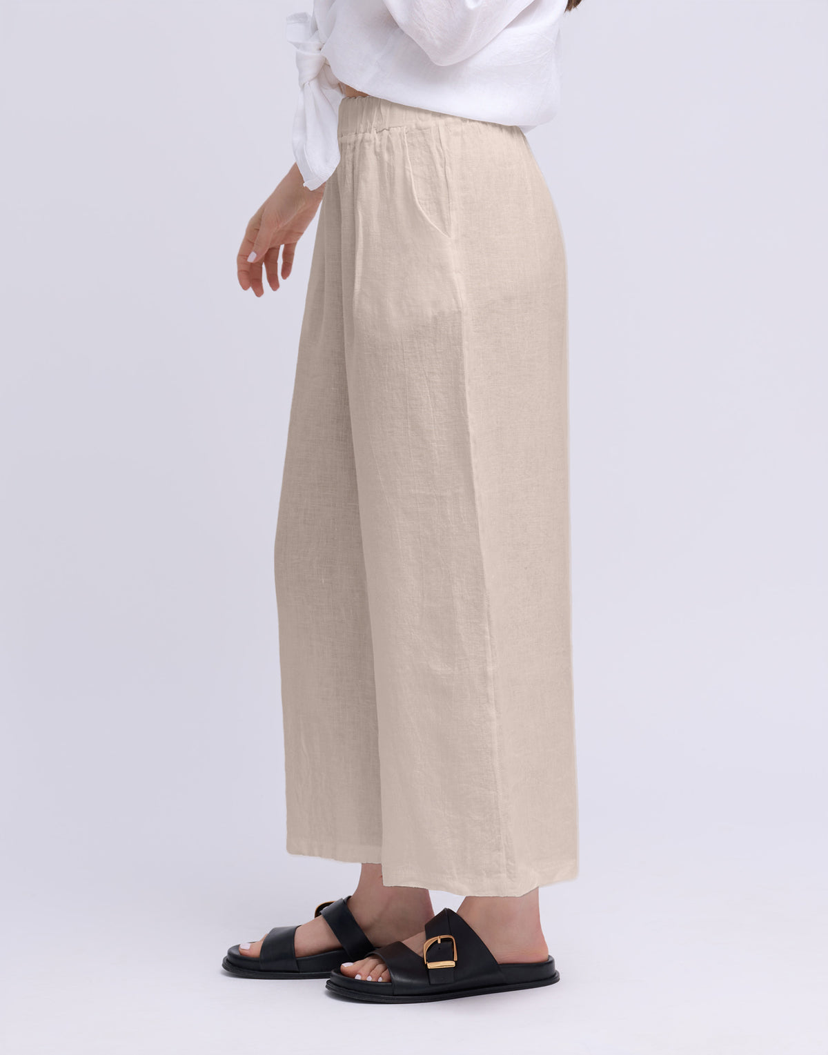 CROPPED WIDE LEG LINEN TROUSERS / SOFIA