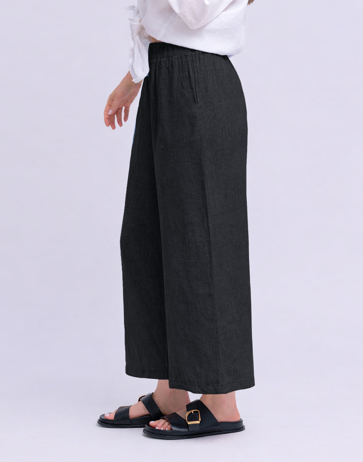 CROPPED WIDE LEG LINEN TROUSERS / SOFIA
