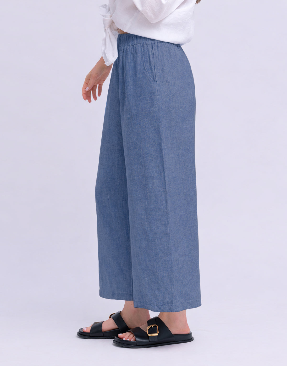 CROPPED WIDE LEG LINEN TROUSERS / SOFIA
