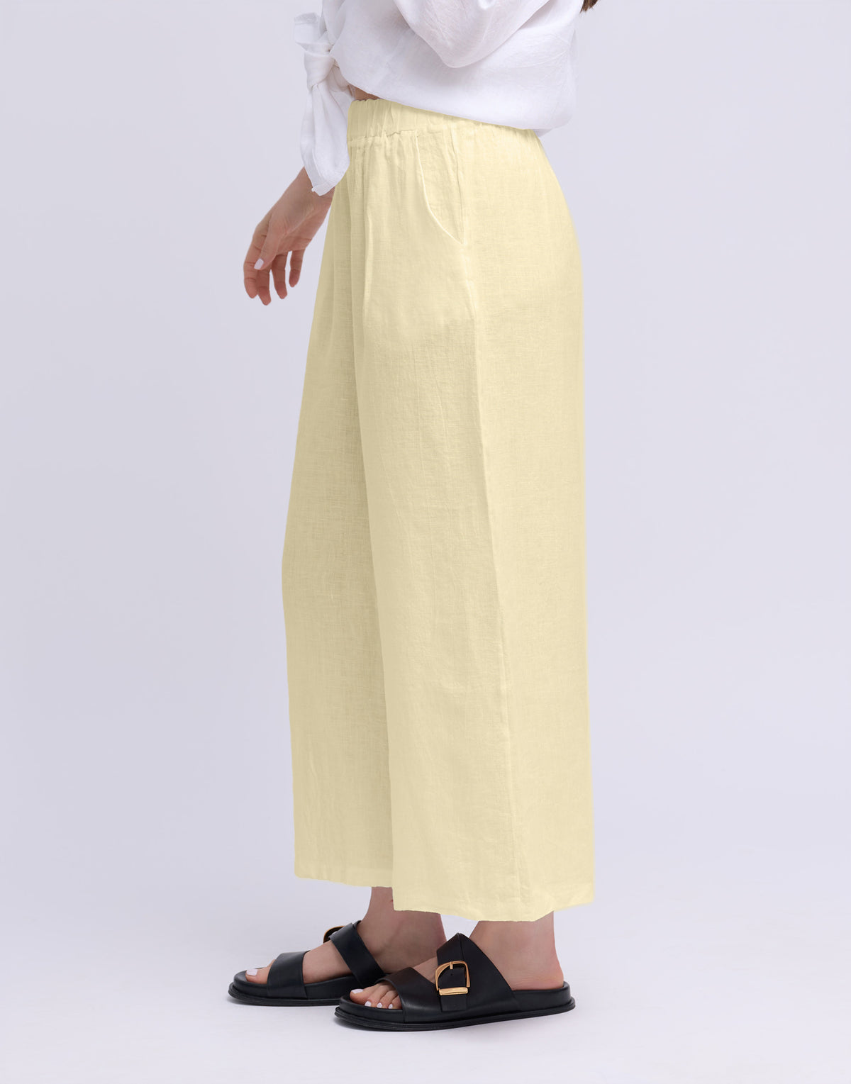 CROPPED WIDE LEG LINEN TROUSERS / SOFIA