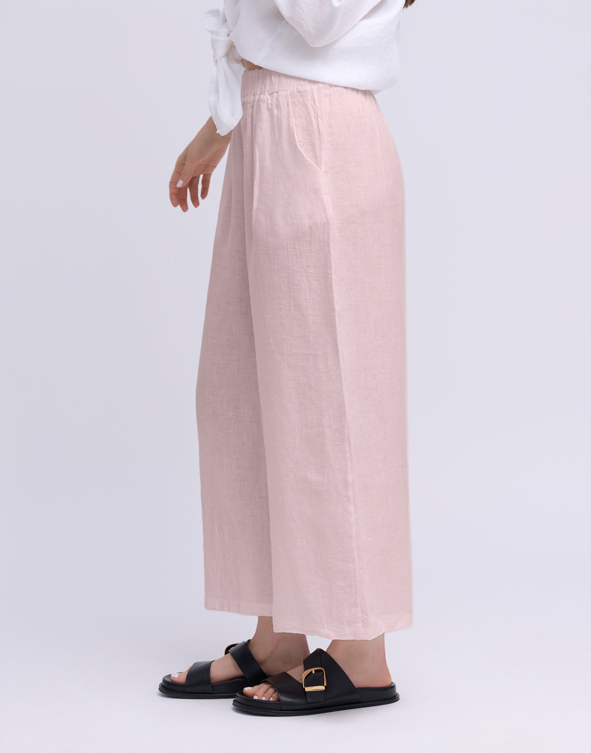 CROPPED WIDE LEG LINEN TROUSERS / SOFIA