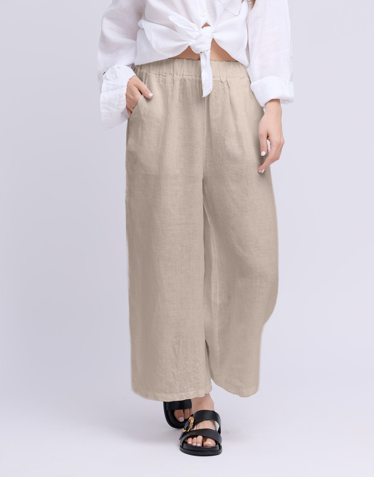CROPPED WIDE LEG LINEN TROUSERS / SOFIA