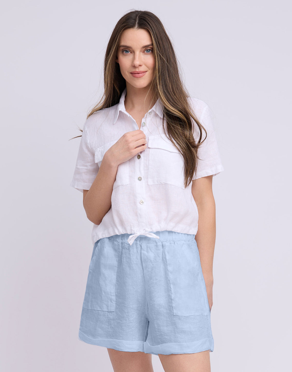 WIDE LEG LINEN SHORTS / GABRIELLA Azzura