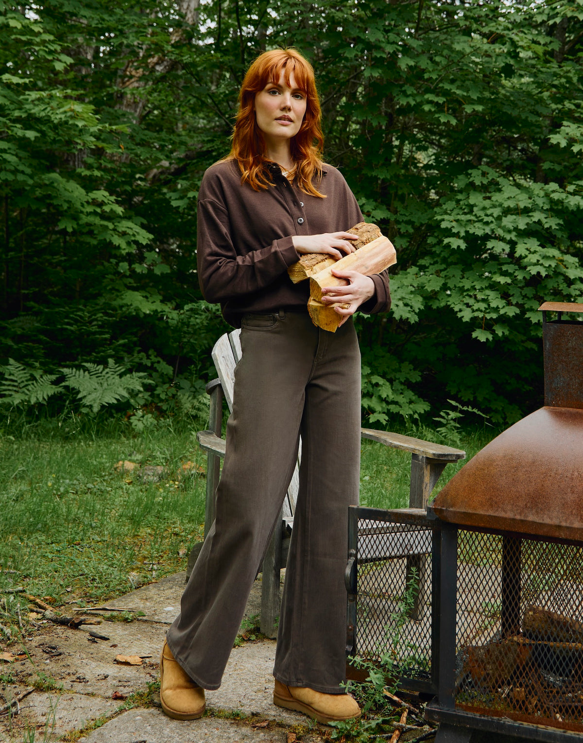 LILY WIDE LEG JEANS / AUTUMN Chocklad
