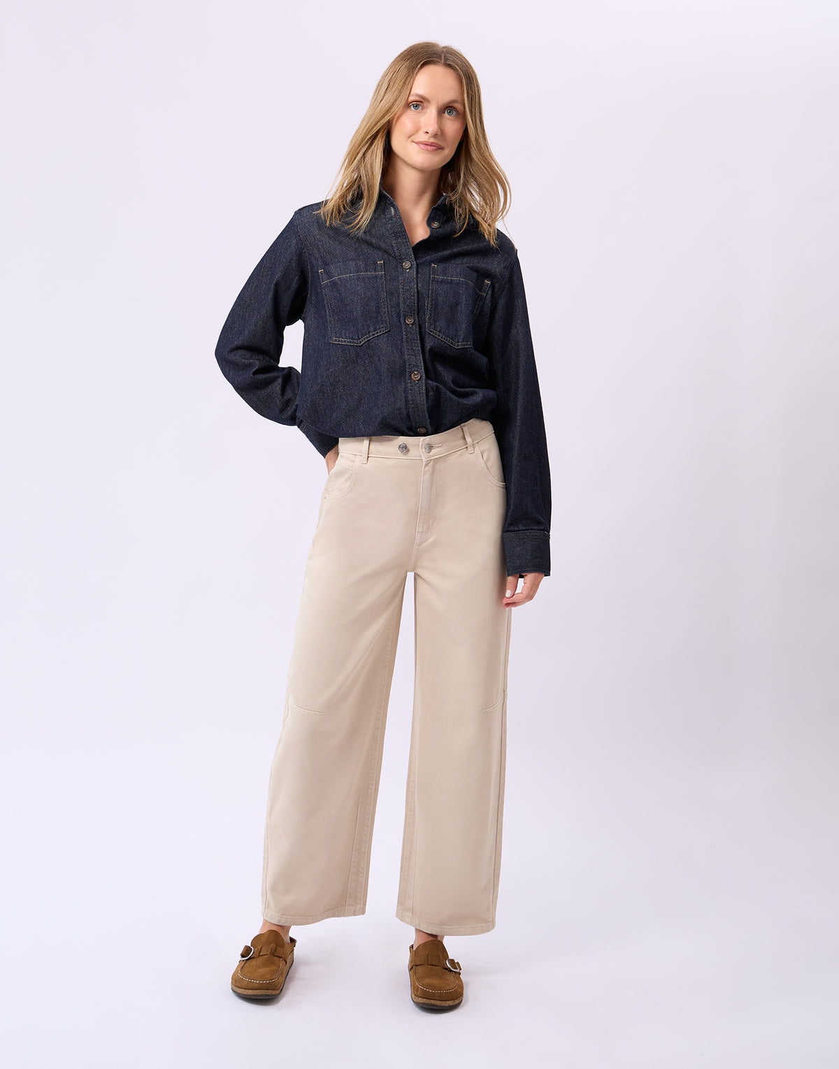 MALIA RELAXED BARREL JEANS / LATTE Oatmeal