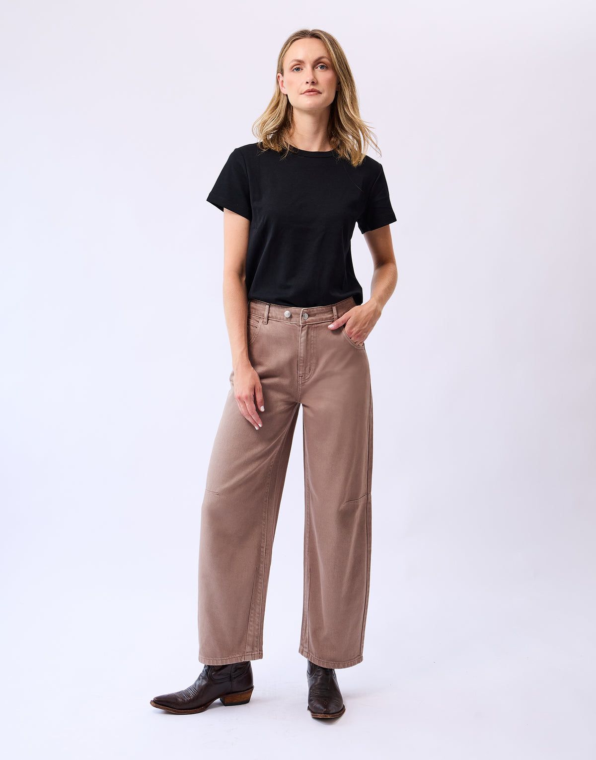 MALIA RELAXED BARREL JEANS / LATTE