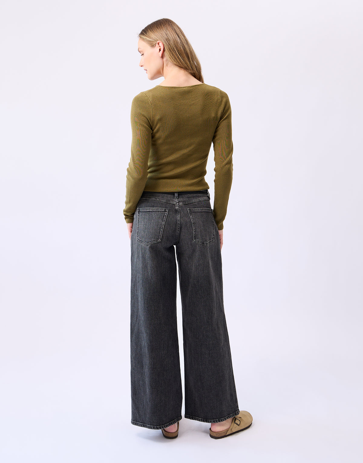 LILY WIDE LEG JEANS / STONE