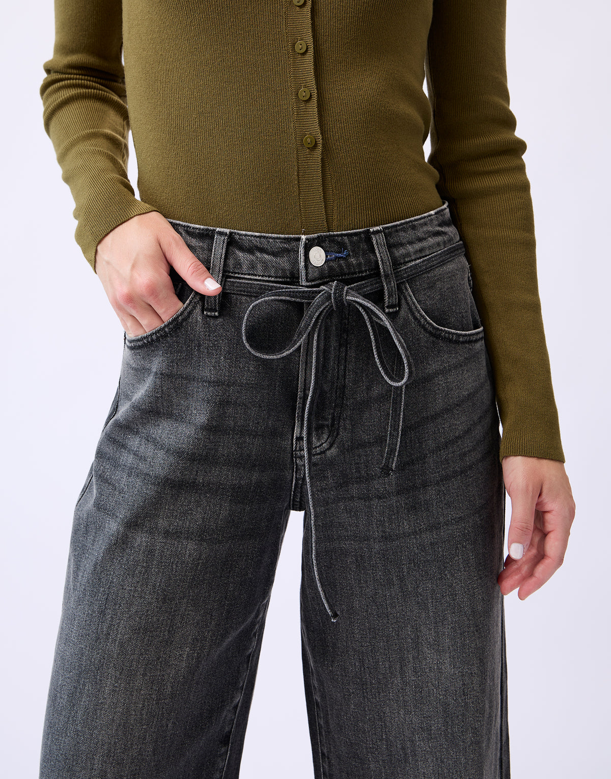 LILY WIDE LEG JEANS / STONE