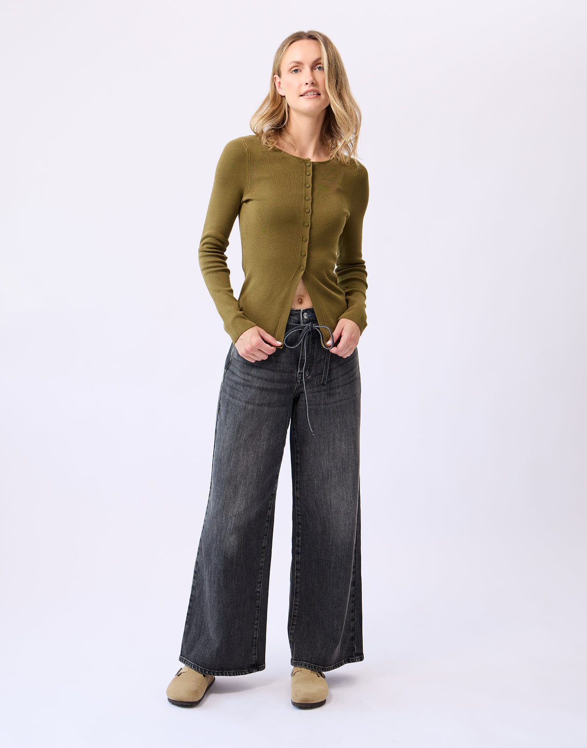 LILY WIDE LEG JEANS / STONE