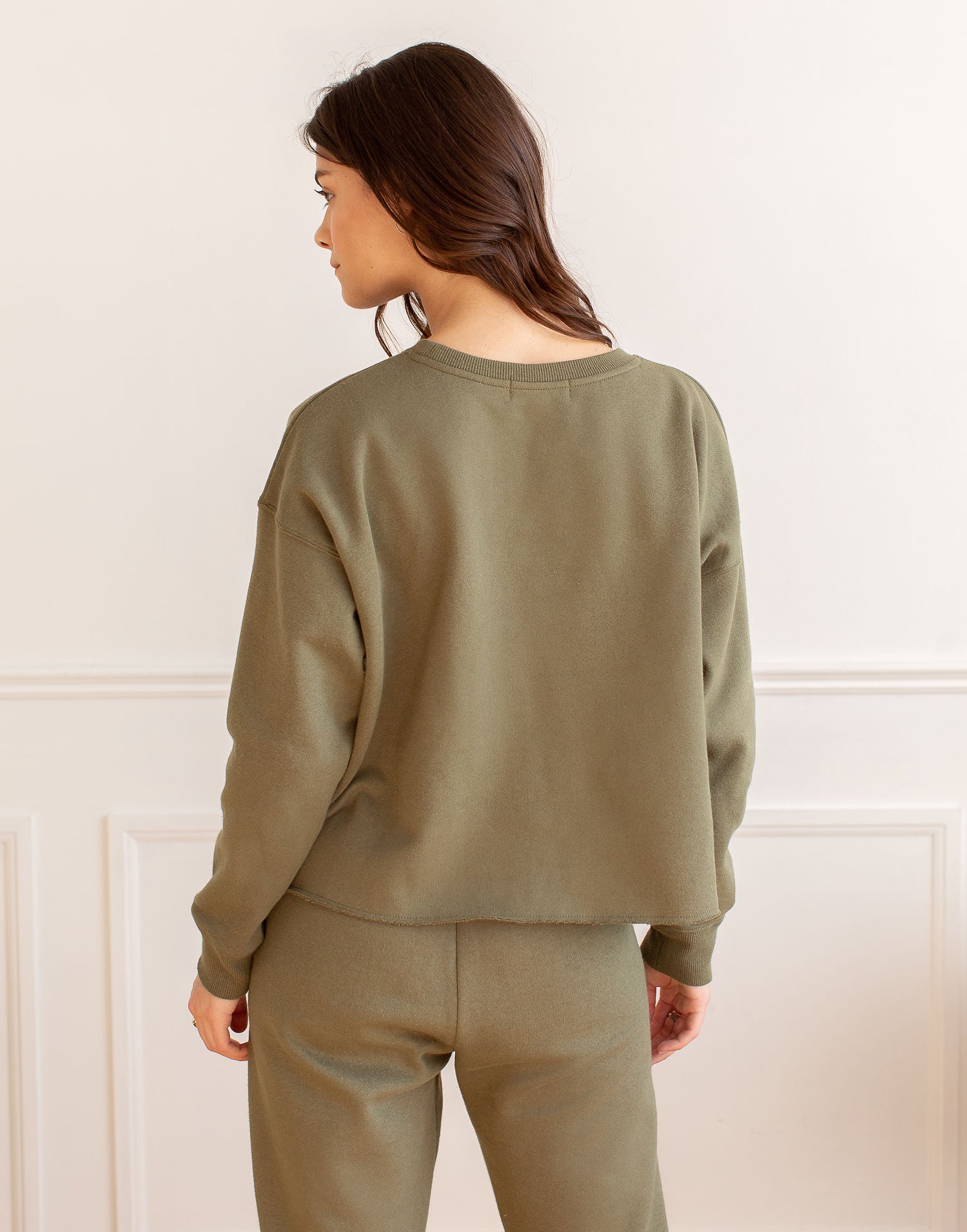 Khaki crew neck sweatshirt sale