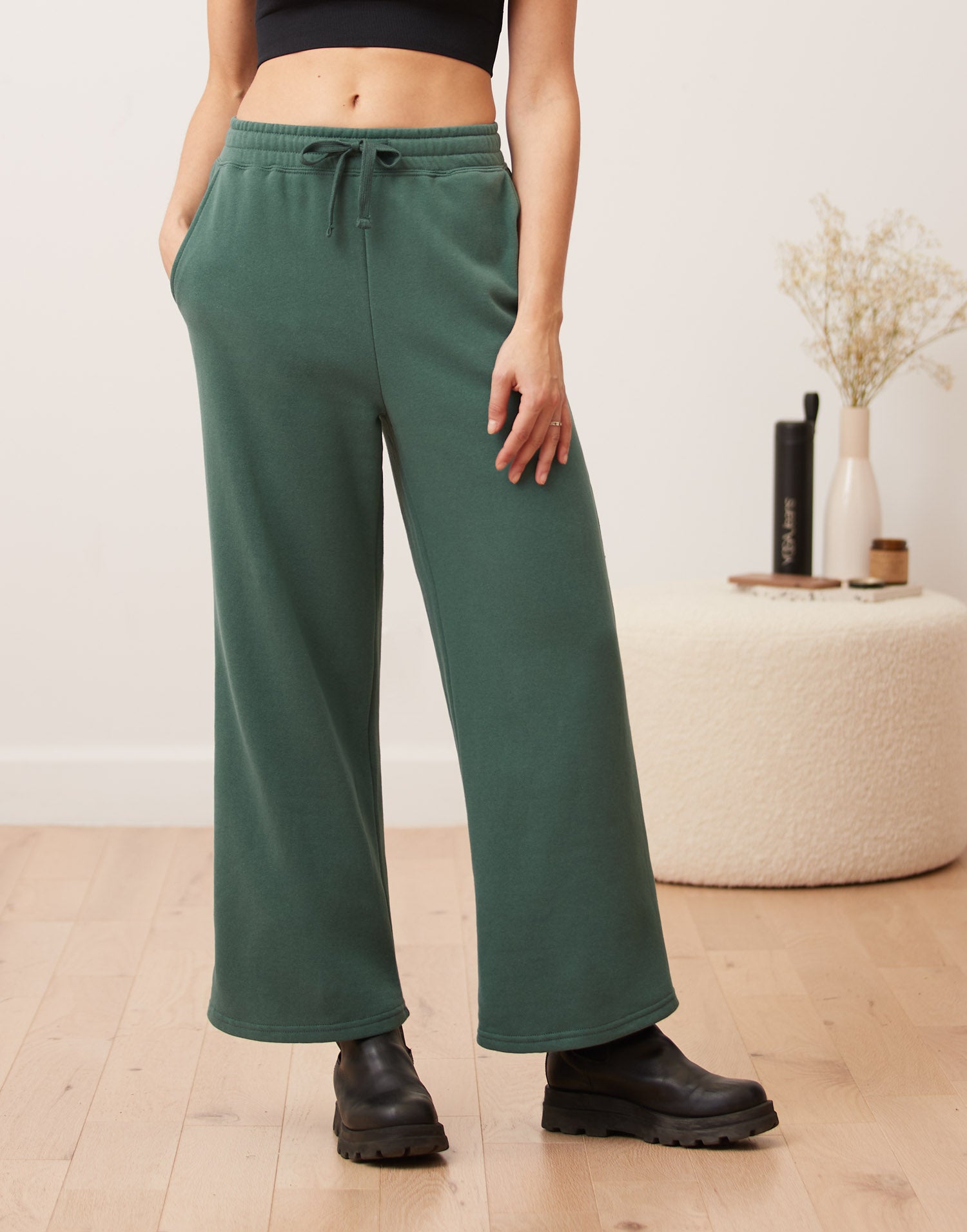 Wide leg fleece sweatpants sale