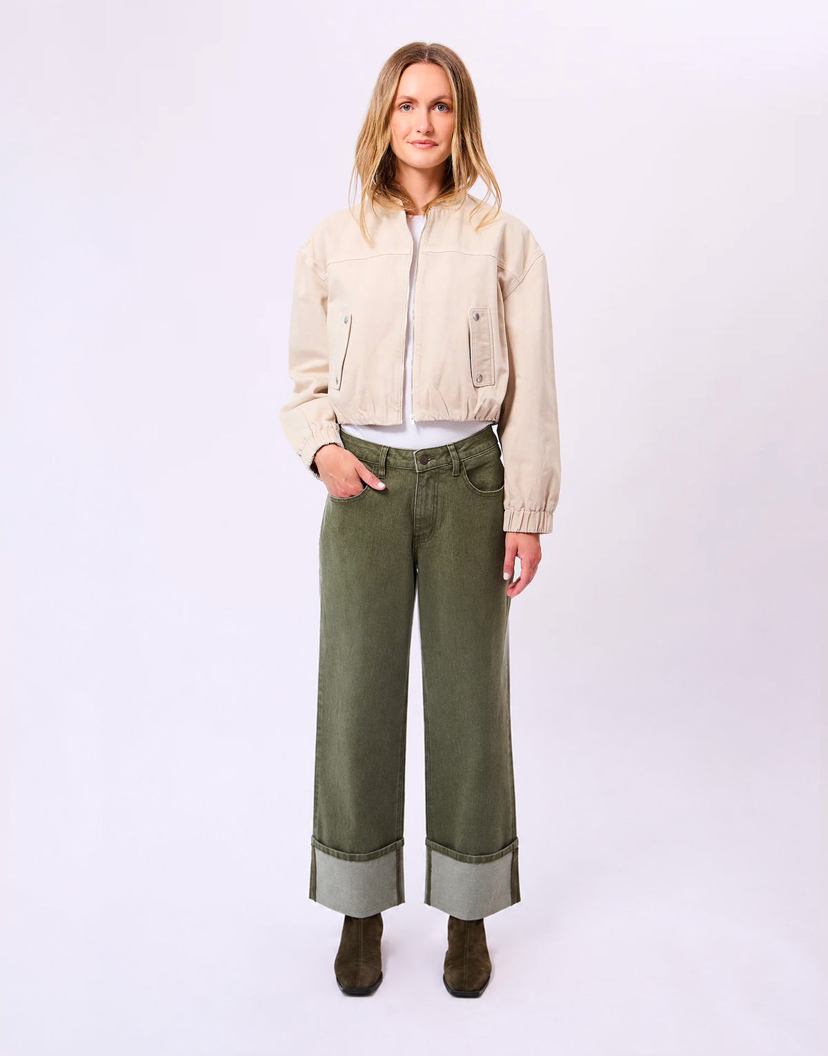 LILY WIDE LEG JEANS / FOREST