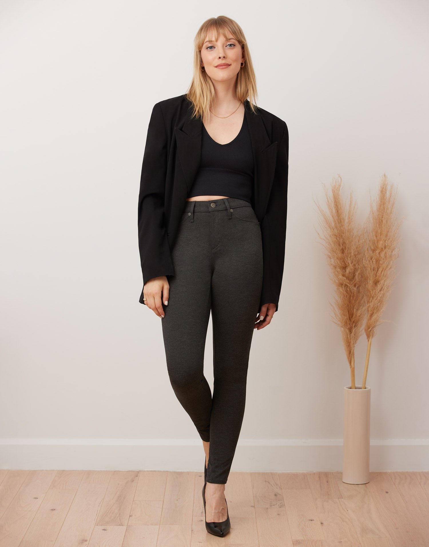 EMILY SLIM PANT / CHARCOAL WOOL