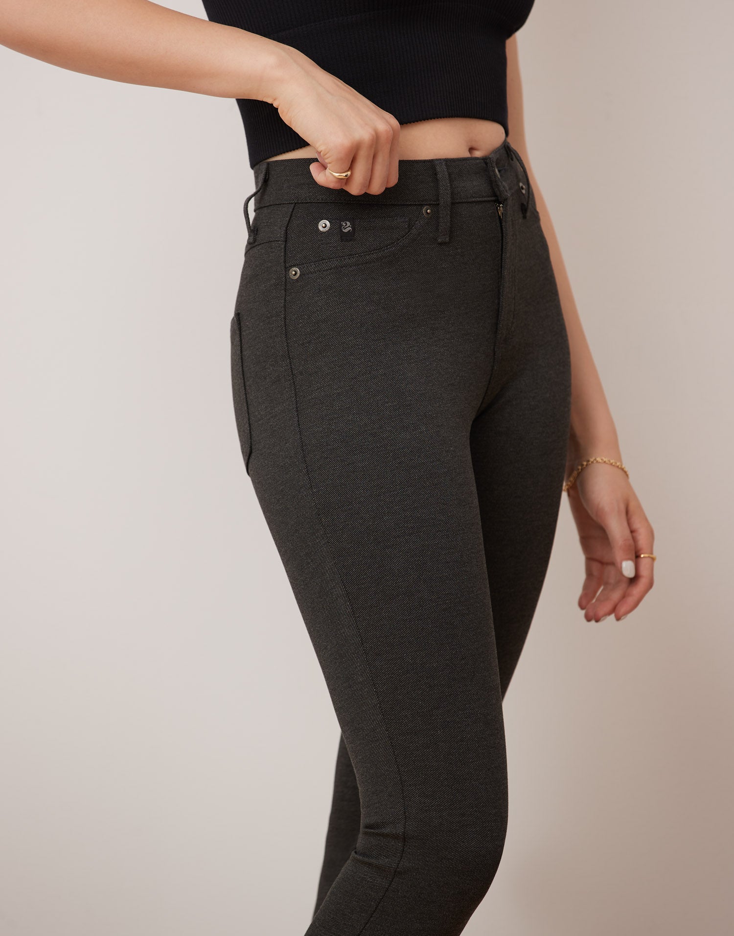 EMILY SLIM PANT / CHARCOAL WOOL