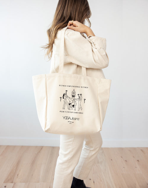 Zippered Ethnic Pattern Canvas Yoga Bag