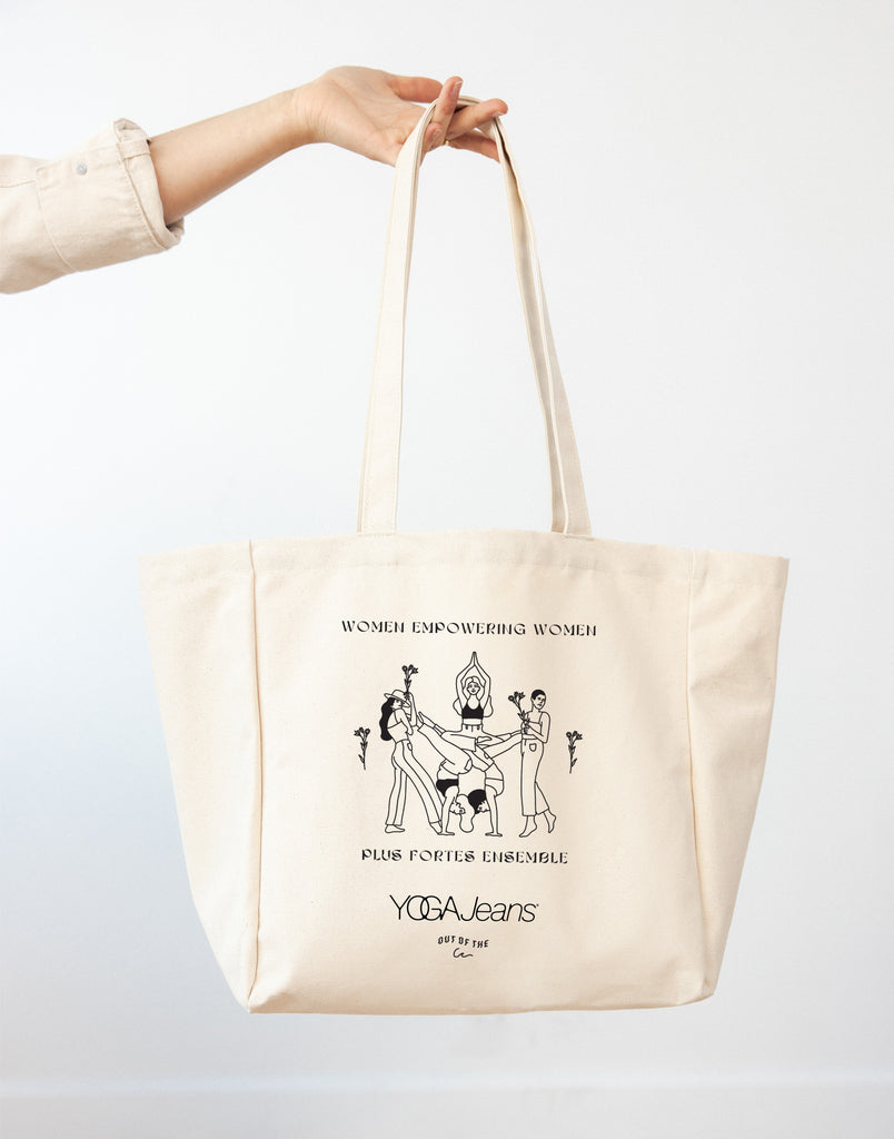 Personalised Large Name Organic Yoga Tote Bag, Script Font, Custom